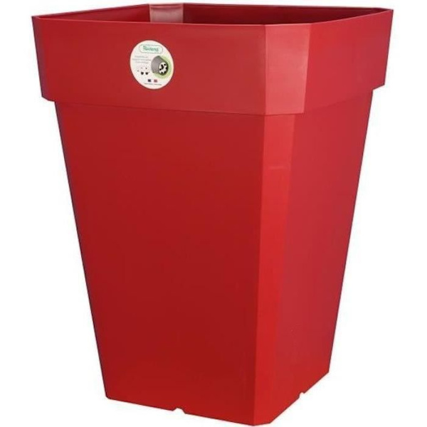 RIVIERA Firkantet plastikpotte Soleilla - 49 x 49 x H 50 cm - 65 L - Rød Röd