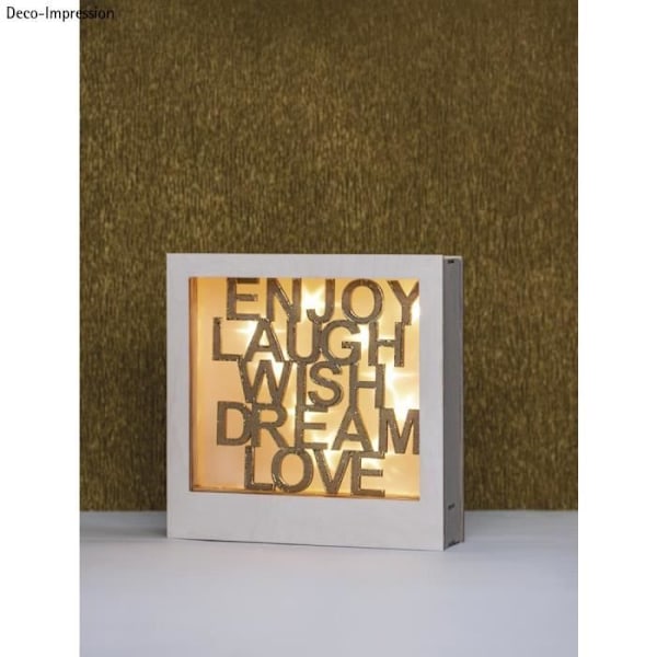 Dekorativ skylt - Text. - Njut, Skratta, Önska... - FSC 100% - 18,7x18cm - Mixad