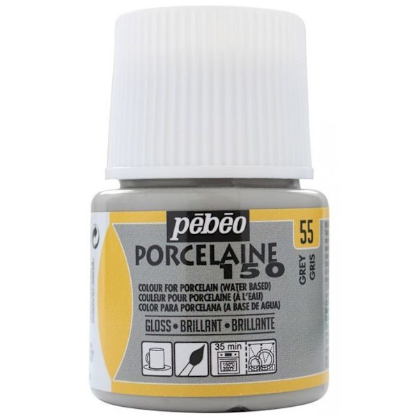Blank vandbaseret porcelænsmaling - Grå - 45 ml Grå