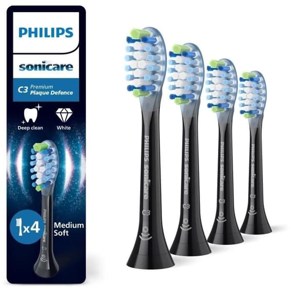 Sæt med 4 børstehoved - PHILIPS - HX9044/88 - C3 sort Svart