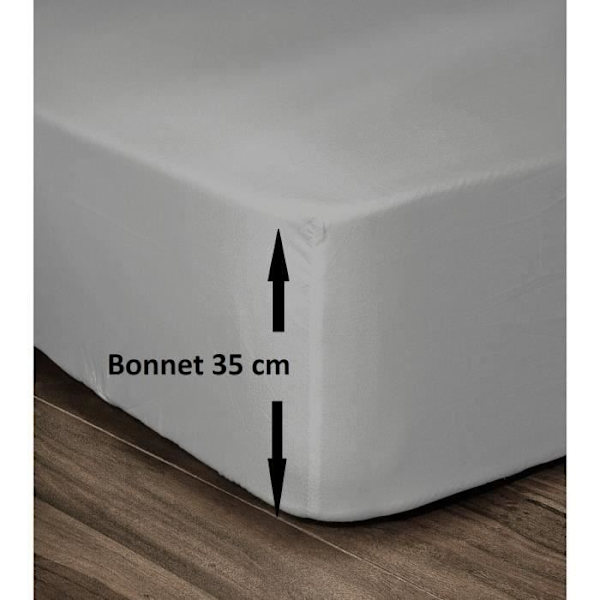 KÆRLIGHED HJEM Fittet ark 100% bomuld 180x200cm - Leanie 35cm - Lys grå Ljusgrått