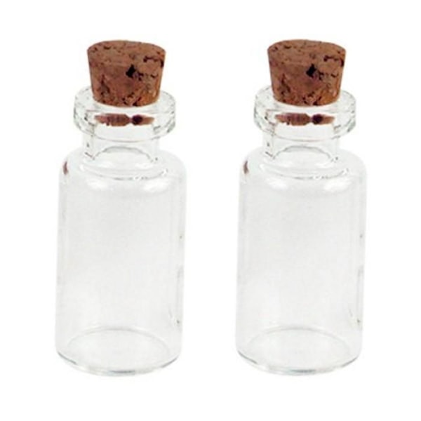 2 mini flaskor med korklock. Transparent