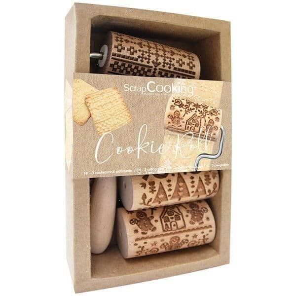 Mini udskiftelige ruller - SCRAPCOOKING - Sæt af 3 - Træ - Julemotiv