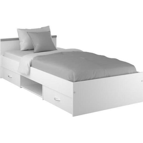 PARISOT ZODIAC Modern matt vit barnsäng - B 90 x D 200 cm Vit