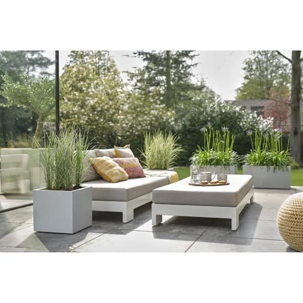 Elho Vivo Next Square 40 Blomsterkasse - Grå - Ø 39 x H 38 cm - indendørs - 100% genanvendt Levande cement