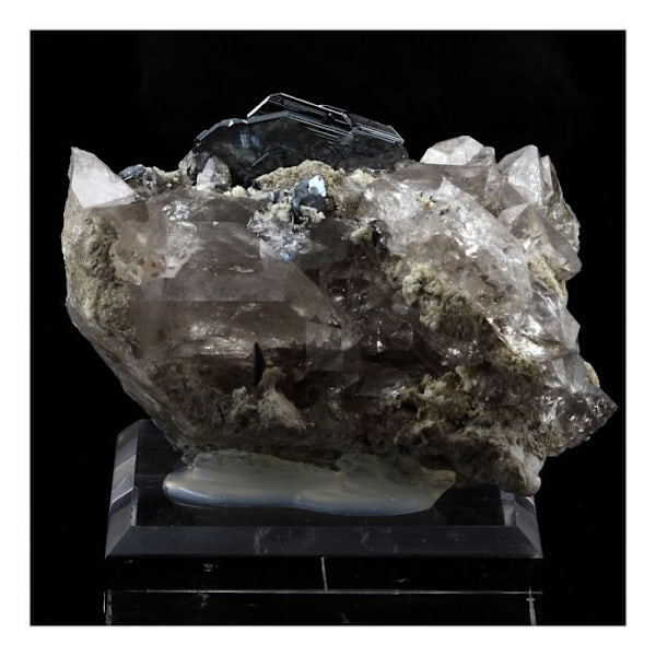 Stenar och Mineral - ABIJOUX - Hematit, Kvarts - Svart - Blandad - Äkthetscertifikat