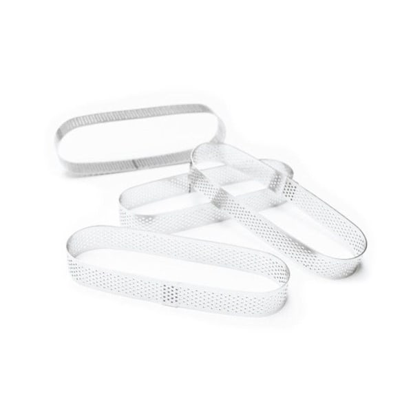 4 yksittäistä rei'itettyä torttuympyrää - soikea 15 x 4 cm gyllene