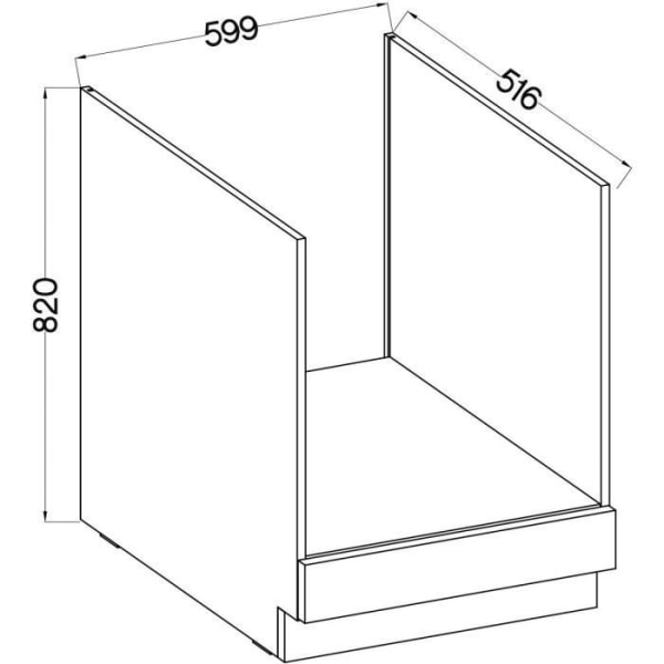 Underdel til indbygningsovn med bordplade - Matgrå - L 60 x D 51,6 x H 85 cm - LASSEN Matt grå