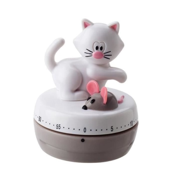 Timer - JOIE - Katt & Mus - Vit - Plast - 6 x ht 8,5 cm Vit