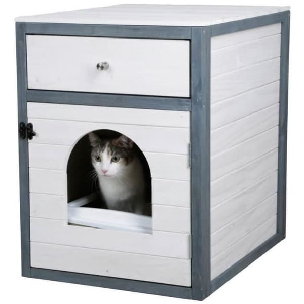 KERBL - Kattehus - 58 x 45 x 60 cm - IDA - Hvid/blå -