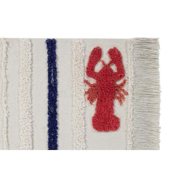 Maskinvaskbart beige tæppe med frynser Mini Lobster XS Lorena Canals - 80x140cm - Beige