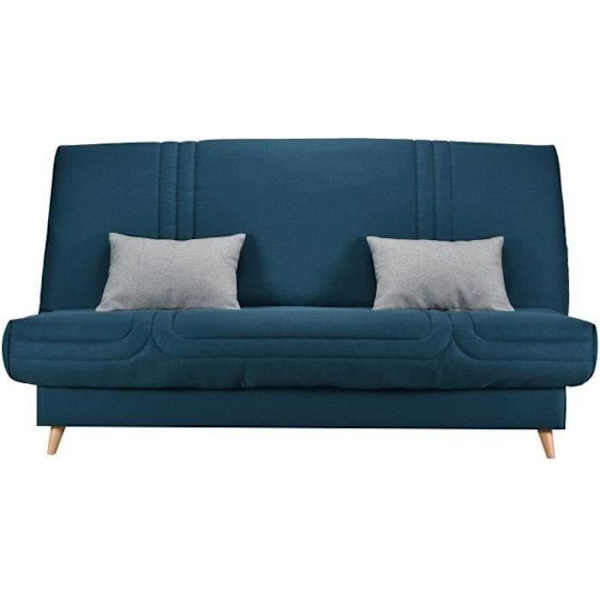 COMFORT BULTEX Clic clac 3 steder - Blåt stof - Fremstillet i Frankrig - L 192 x D 95 x H 101 - MONA Mörk ankblå