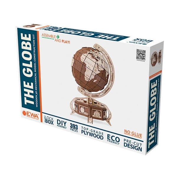 3D træmodel - Kinetisk globus 25,1 cm Beige