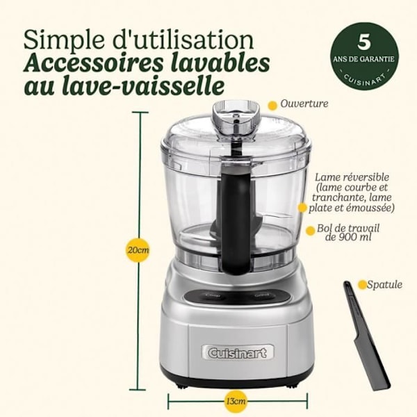 Elektrisk hakker - CUISINART - ECH4E Mini Prep Pro - 250 W - 900 ml - Grå Grå