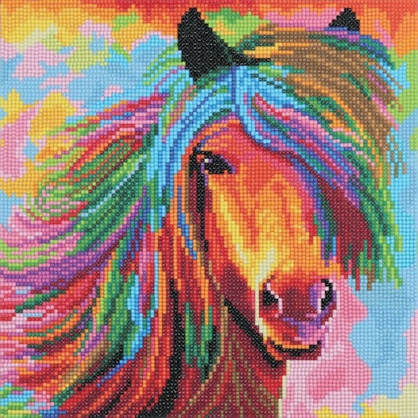 Kit Diamond Painting - Kristellkonst - Häst - 30 x 30 cm - Flerfärgad - Från 6 år Flerfärgad