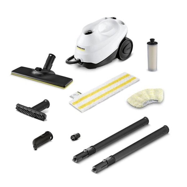 KARCHER SC 3 Easy Fix - Damprenser - 1900 W - 3,5 bar - ubegrænset autonomi - Eliminerer op til 99,99% af bakterievirus Sort, Hvid