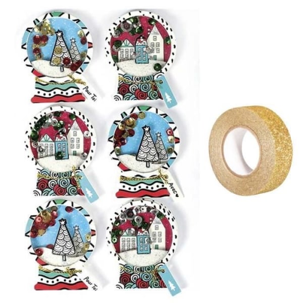 3D-Tarrat - Joulu - Lumiukot - 6 kappaletta - Kultainen masking tape - 5 m Guld, flerfarvet