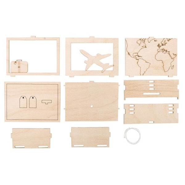 Trækasse i træ - Rejse - 11,5 x 8,5 x 5 cm - DIY sæt - Dekorative genstande - Unisex Beige