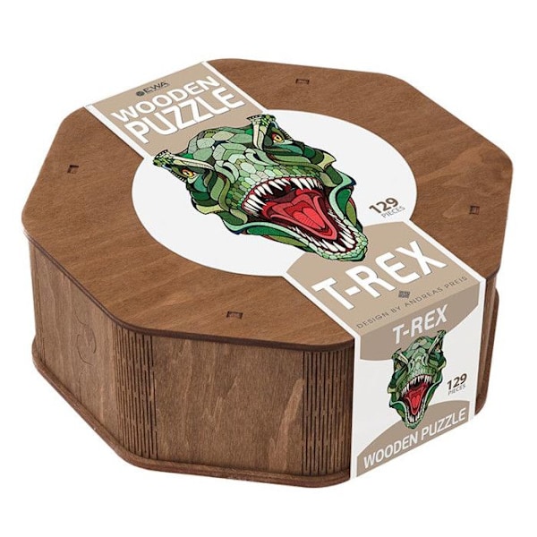 Grønt træ T-rex puslespil 129 stk - EWA ECO-WOOD-ART - Abstrakt - Blandet - 100-200 stykker Flerfärgad