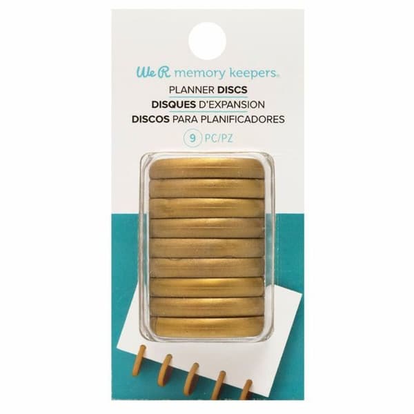 Discs til indbinding - We R Memory Keepers - Bronze - 9 stk - Plastisk - 3 cm i diameter gyllene