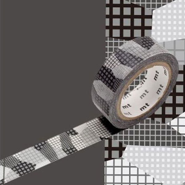 Maskeringstape gitter collage - Sort - 1,5 cm x 7 m Svart