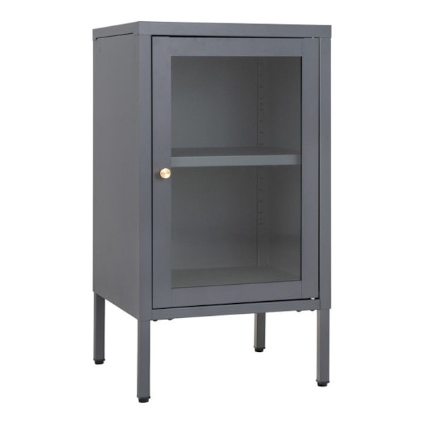 Lille buffet 1 dør 38x35x70 cm i glas og grå metal mörkgrå
