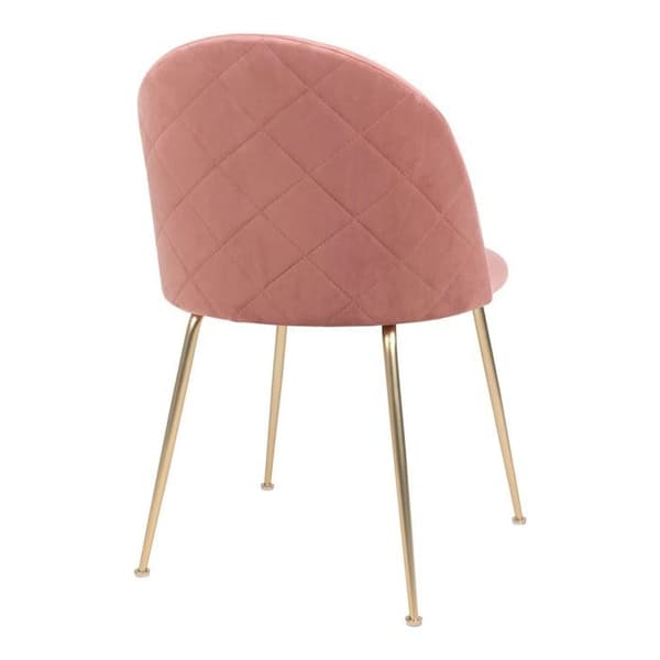 2 matstolar i rosa sammet med ben i mässing Rosa
