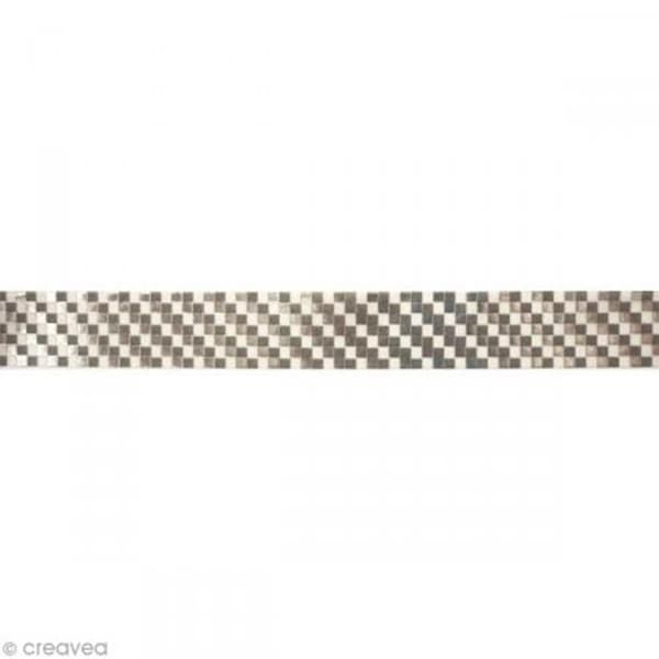 Maskeringstejp 1,5 cm x 10 m - Damier - silver Silver