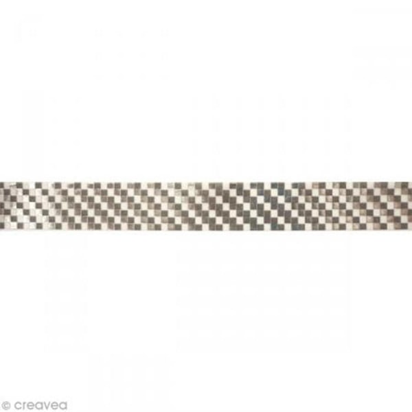 Masking Tape 1,5 cm x 10 m - Damier - sølv Silver