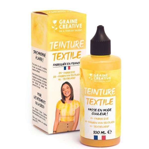 Textilfärg 100 ml slips and die effekt - gul Gul
