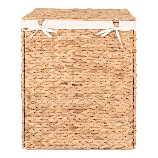 Rektangulär tvättkorg med vattenhyacintlock 43 x 32 x 55 cm Beige