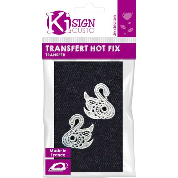 Transfert thermocollant spets 2 svanar 5x5,8 cm Vit
