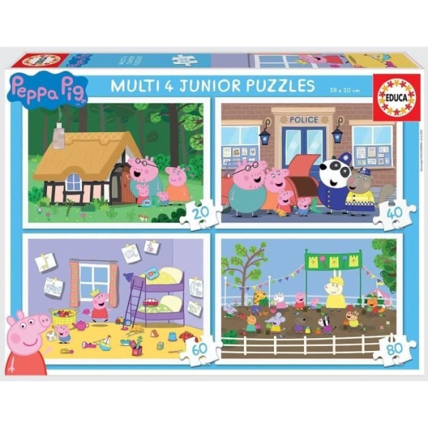 Peppa Pig -progressiiviset palapelit - EDUCA - MULTI 4 JUNIOR - 50-150 palaa - Yli 3-vuotiaille lapsille Flerfärgad