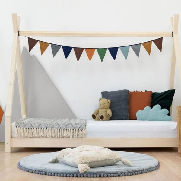 NAKANA teepee lasten sänky - GENERIC - 90x180 - Massiivipuu - Beige - Laatikoilla Beige