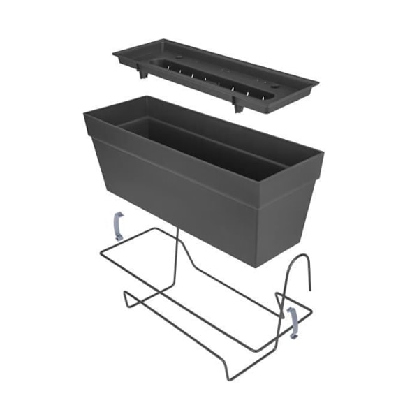 Elho Loft Urban Balcony Allin1 50 - Sort - L 49 x B 27 x H 21 cm - Altan;udendørs - 100% genanvendt Antracit