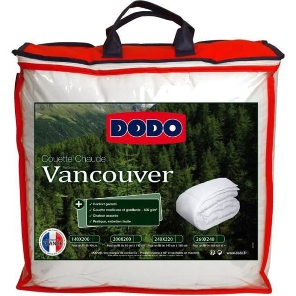 Vancouver varmt täcke - 200 x 200 cm - 400gr/m² - Vit - DODO
