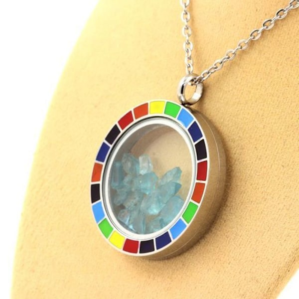 Kivet ja mineraalit. Raw Paraiba Apatite kaulakoru. Rainbow malli. Blå
