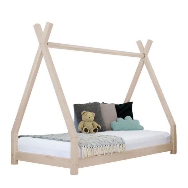 NAKANA lasten teepee-sänky 120 x 180 beige - GENERIC - Klassinen sänky - Puu - Lapsi Beige