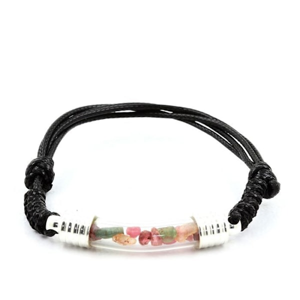 Stenar och mineraler. Rå multicolor turmalin armband. Svart färg. Svart