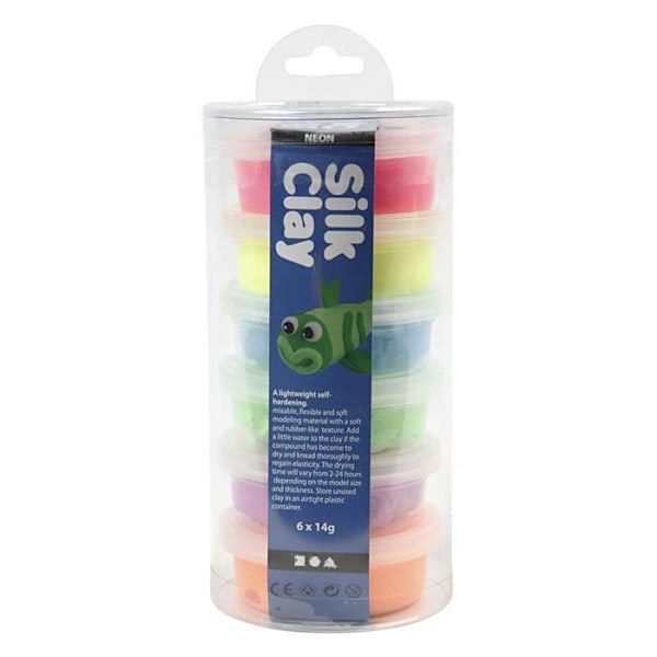 Valikoima Silk Clay itsekovettuvaa muovailusavta - Fluo - 6 kpl neon