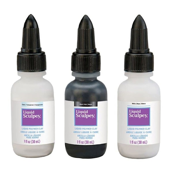 Argile Liquide - Polyform - ALSTNT1 - 3 flaskor - Transparent, Svart, Vit - 30 ml Transparent, svart, vit