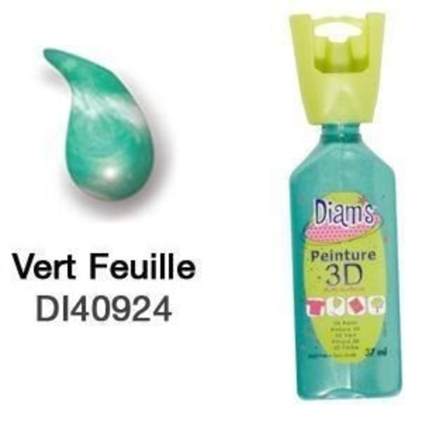 3D Maling - Perlemor Diam's - Bladvært - 37 ml - Ideel til kreationer - Perlemor og i relief Grønblad