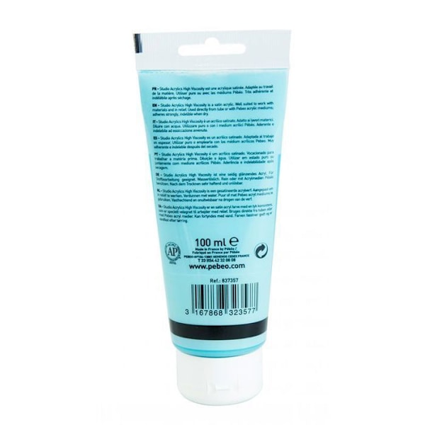 Akrylfärg - Pébéo - Studio - Iriserande blågrön - 100 ml - Blank Blågrön iriserande