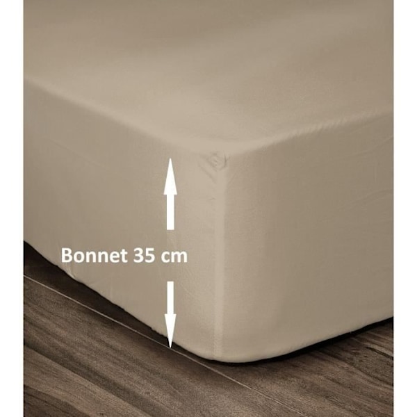 ÄLSKT HEM 100% bomullsmonterat ark 140x190cm - Hatt 35cm - Beige Beige