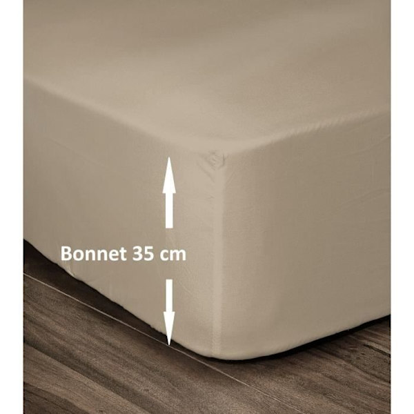 KÆRLIGHED HJEM Fittet ark 100% bomuld 140x190cm - Muer 35cm - Beige Beige