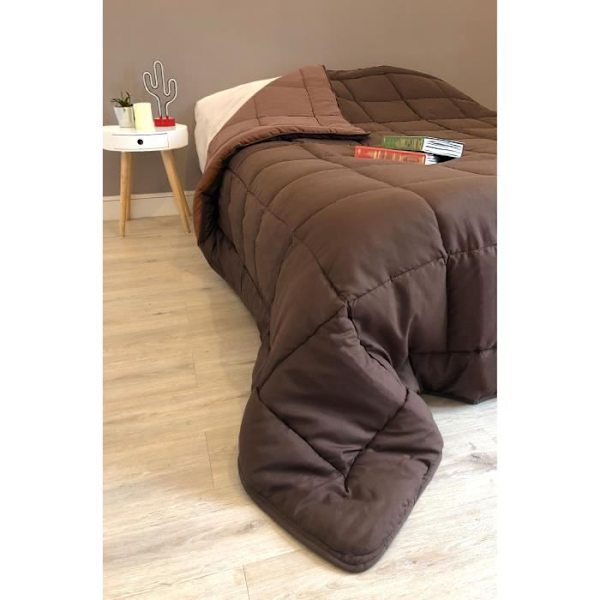 CALGARY Lämmin Mikrokuitupeitto 400g/m² Choco & Moka 200x200cm Brun og chokolade