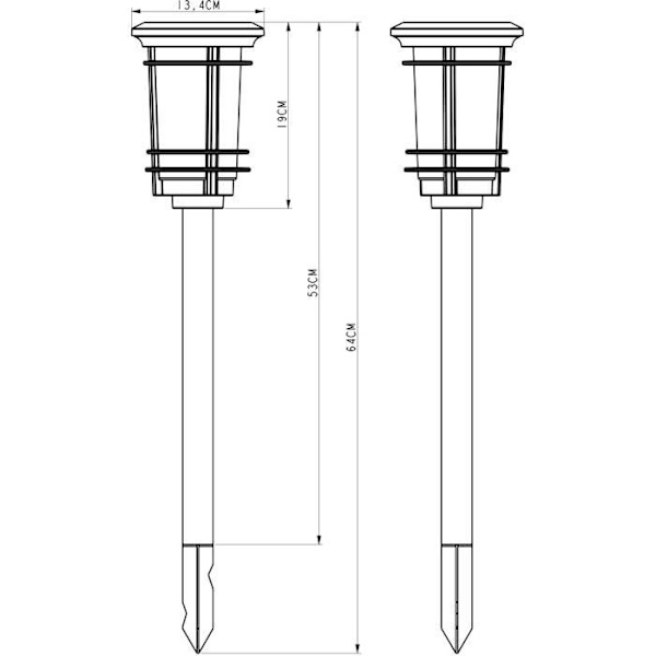 Sollykta med naturlig lågeffekt - GALIX - 33 flimrande lysdioder - termoformad ABS - 64/53 x 13,4 cm Svart