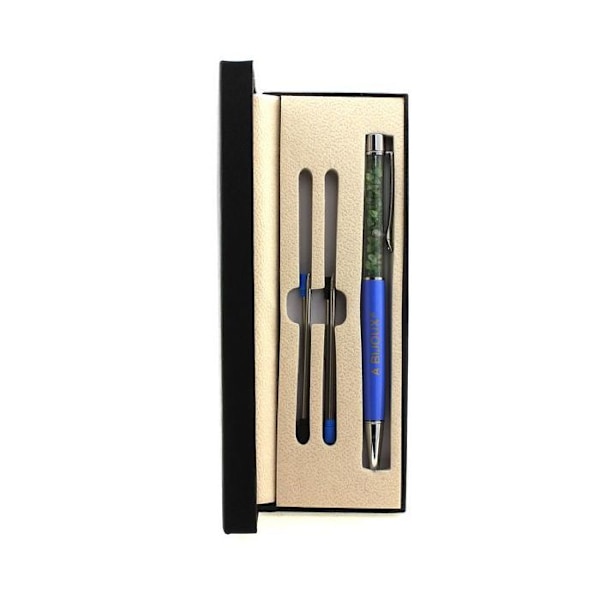 Stylo - ABIJOUX - Grenat Tsavorite brut - Couleur blå - Sort blæk - Medium spids Blå