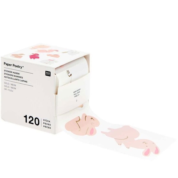 120 klistermærker - kaniner Rosa