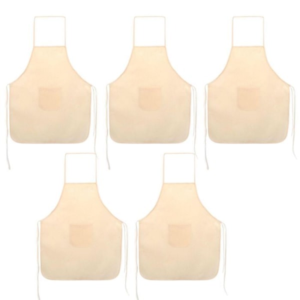 5 st barnförkläden i bomull 49 x 60 cm beige